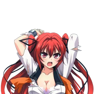 👙 anime girl, red hair, anime character, cartoon, female whatsapp sticker