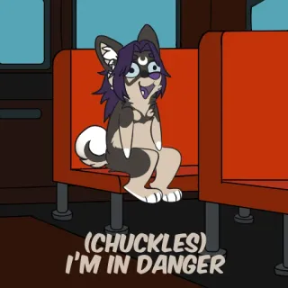 😀 (CHUCKLES) I'M IN DANGER perro, peligro, dibujo animado, dentro, humor, meme telegram sticker