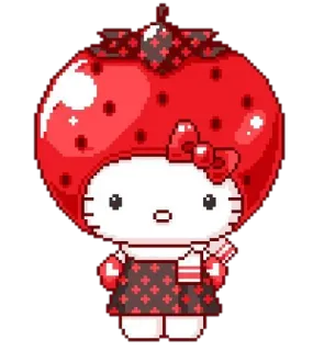 ❤️ Hello Kitty hello kitty, strawberry, red, kawaii, cute, cartoon telegram sticker
