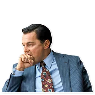 😬 Jordan Belfort The Wolf of Wall Street leonardo dicaprio, thinking, film, wolf of wall street telegram sticker