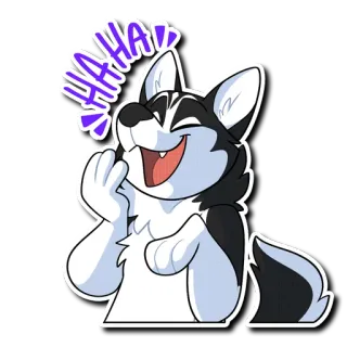 🤣 HAHA Hund, lachen, Husky, glücklich, Cartoon telegram sticker