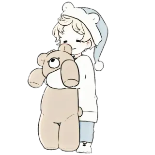 🌨 anak laki-laki, boneka beruang, piyama, tidur, anak, imut, kawaii telegram sticker