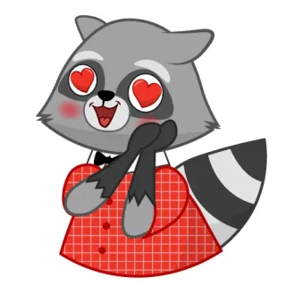 😍 guaxinim, amor, corações, desenho animado, fofo, animal, kawaii telegram sticker