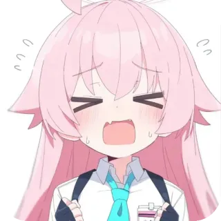 ❤ アニメ, 女の子, ピンク髪, 可愛い, 制服, 緊張, びっくり telegram sticker