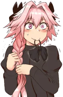 😳 Astolfo Anime, Mangá, Rubor, Fofo, Cabelo rosa telegram sticker