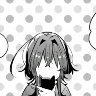 🎤 anime, manga, character, art, drawing, polka dots, grayscale whatsapp sticker