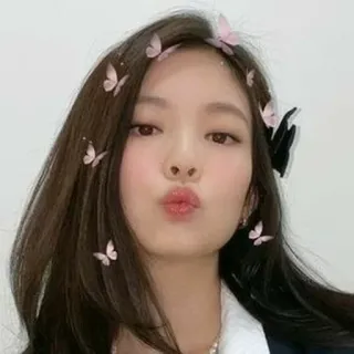 🌼 женщина, селфи, красота, бабочки, милый, портрет whatsapp sticker
