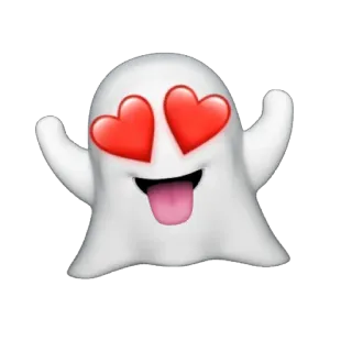 👻 幽灵, 表情符号, 心形眼, 爱, 可爱, 搞笑, 卡通 telegram sticker