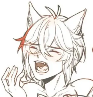 🌟 orelhas de gato, anime, mangá, esboço, sorriso, fofo telegram sticker
