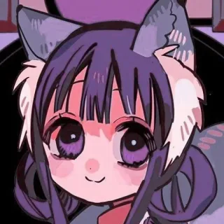 🙂 Anime, Garota, Roxo, Bonito, Orelhas de raposa whatsapp sticker