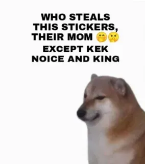 😡 WHO STEALS THIS STICKERS, THEIR MOM
EXCEPT KEK
NOICE AND KING 도지, 밈, 개, 웃긴, 스티커 telegram sticker