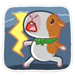⚡️ Meerschweinchen, Tier, Blitz, Cartoon, Niedlich, Wütend, Rennend, Ausdruck whatsapp sticker