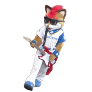 🧸 FIGHTERS mascot, fox, baseball, guitar, fighter, sunglasses, sports telegram sticker