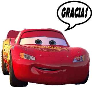😀 Lightning McQueen Cars GRACIAS Relâmpago McQueen, Carros, obrigado, vermelho, desenho animado telegram sticker