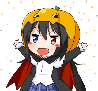 🎃 Anime, Halloween, Calabaza, Chibi, Lindo, Dibujos animados telegram sticker