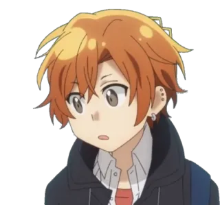 😦 anime, ragazzo, capelli arancioni, cartone animato, adesivo telegram sticker