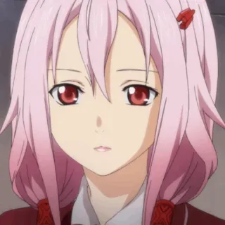 🍓 Yuzuriha Inori Guilty Crown Anime, Dziewczyna, Różowe włosy, Czerwone oczy, Postać, Yuzuriha Inori, Guilty Crown telegram sticker