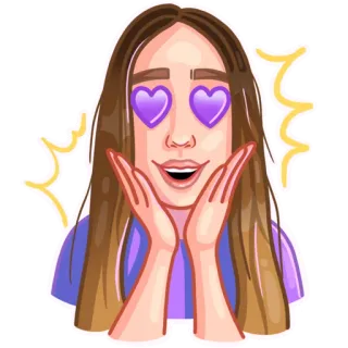 😍 kobieta, oczy w serca, kreskówka, miłość, emoji, naklejka telegram sticker