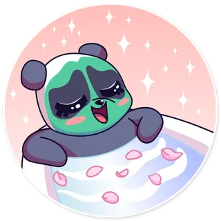 🛁 Панда, Кавай, Милый, Спа, Ванна, Расслабляющий, Уход за лицом, Мультфильм whatsapp sticker