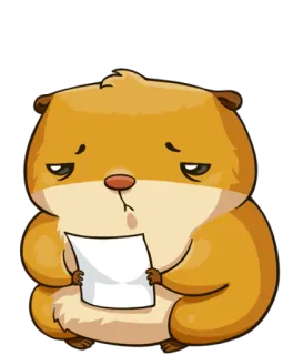 😔 Hamster, traurig, Papier, süß, Tier, Nagetier telegram sticker