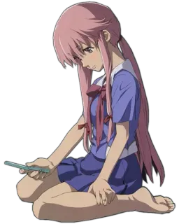 📱 Yuno Gasai Mirai Nikki Anime, Personage, Meisje, Schooluniform, Yandere whatsapp sticker