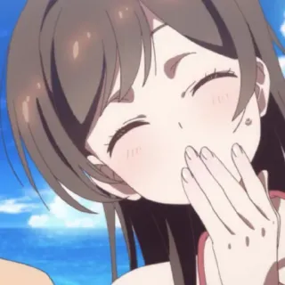 🤭 Anime, Cô gái, Dễ thương, Bãi biển, Vui vẻ, Nụ cười whatsapp sticker