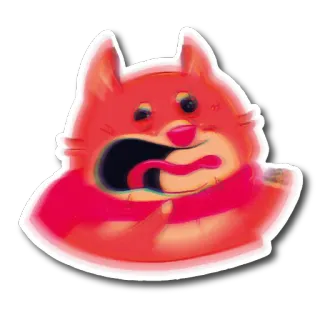 👹 animal, cat, cartoon, illustration, sticker, funny, cute, red telegram sticker