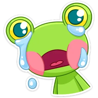 😭 rana, llorando, emoji, triste, dibujos animados, pegatina whatsapp sticker