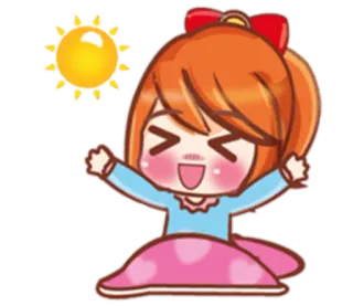 🌞 gái anime, hoạt hình, dễ thương, mặt trời, kawaii, vui vẻ telegram sticker