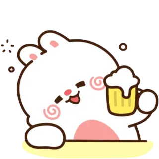 🍻 Hoạt hình, Động vật, Gấu, Dễ thương, Rượu, Say, Bia, Kawaii telegram sticker