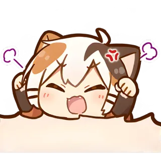 😤 gato, bravo, emote, fofo, desenho animado, anime whatsapp sticker