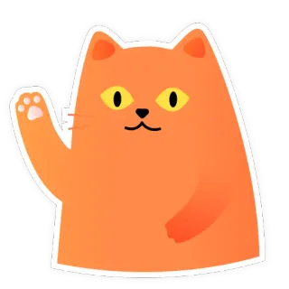 👋 кот, машет, милый, оранжевый, животное, дружелюбный telegram sticker
