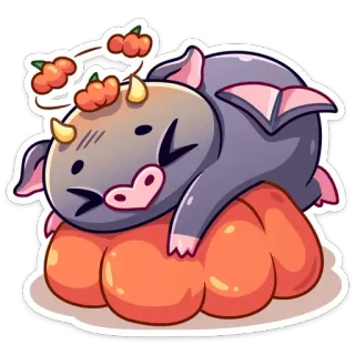 🎃 Dibujos animados, Mono, Diablo, Calabaza, Halloween, Monstruo, Animales, Kawaii telegram sticker