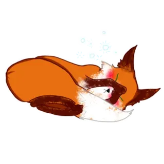 🙆‍♀ volpe, animale, dormire, carino, arancione, volpe dormiente, cartone animato whatsapp sticker