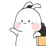 👋 coelho, fofo, branco, animal, desenho animado, amigável, kawaii whatsapp sticker