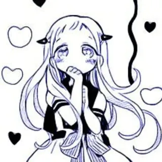 🫐 Anime, Ragazza, Manga, Cartone animato, Cuori, Illustrazione, Carino telegram sticker