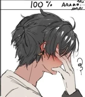 😳 100% AAAAA... Anime, erschöpft, müde, Cartoon, Skizze, Mann telegram sticker