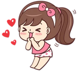 🤣 Dibujos animados, Chica, Lindo, Corazones, Amor, Feliz telegram sticker