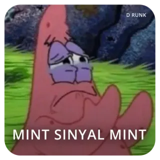 🥺 Patrick Star Spongebob Squarepants MINT SINYAL MINT patrick, spongebob, desenho animado, meme, adesivo, rosa, triste, menta telegram sticker