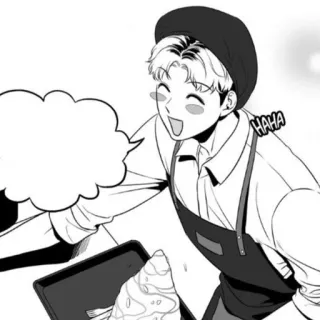 ✉️ HAHA manhwa, boy, baking, chef, smile, happy telegram sticker