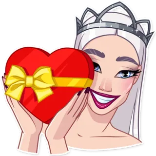 💝 mulher, coração, rainha, coroa, presente, amor, desenho animado telegram sticker