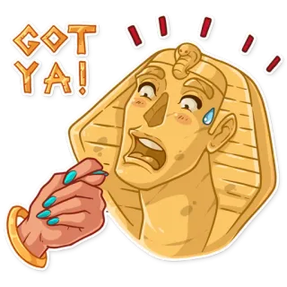 😰 GOT YA! sphinx, mesir, tangan, lucu, kartun, stiker telegram sticker
