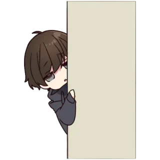 😐 Anime, Jongen, Schattig, Gluren, Verlegen, Karakter telegram sticker