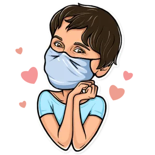 😊 person, mask, cartoon, face mask, pandemic, covid-19 telegram sticker