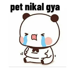 😫 pet nikal gya panda, sad, crying, kawaii, cute whatsapp sticker