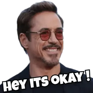 👍 Tony Stark HEY ITS OKAY ! Robert Downey Jr, Iron Man, Marvel, Positif, Ok, Encouragement, Approbation, Souriant telegram sticker