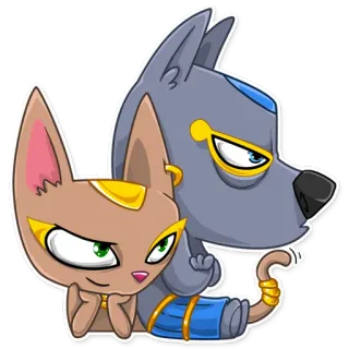 😶 고양이, 개, 이집트, 만화, 동물, 귀여운 telegram sticker