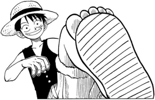 🦶 Luffy One Piece Anime, Manga, One Piece, Ruffy, Strohhut, Pirat, Cartoon, Charakter telegram sticker