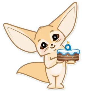 🎂 Volpe fennec, Volpe, carino, animale, torta, compleanno, dolce, festa telegram sticker