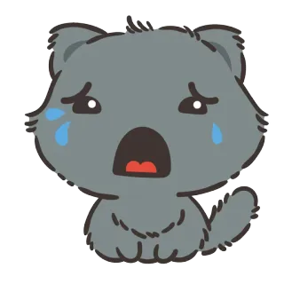 🐱 sad, crying, wolf, cute, distressed, tears, cartoon telegram sticker